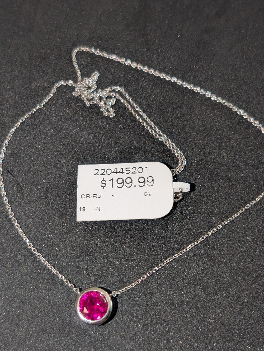 Ruby Necklace. Sterling silver. $199 Retail.